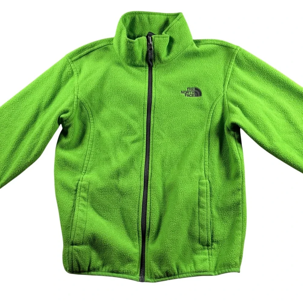 VTG‎ North Face Boys M 10/12 Full Zip Fleece Jacket Lime Green Coat GorpCore